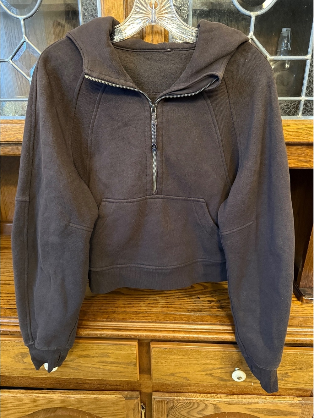 Lululemon Scuba Oversized Half Zip Hoodie Brown XS/S Cropped Thumbholes